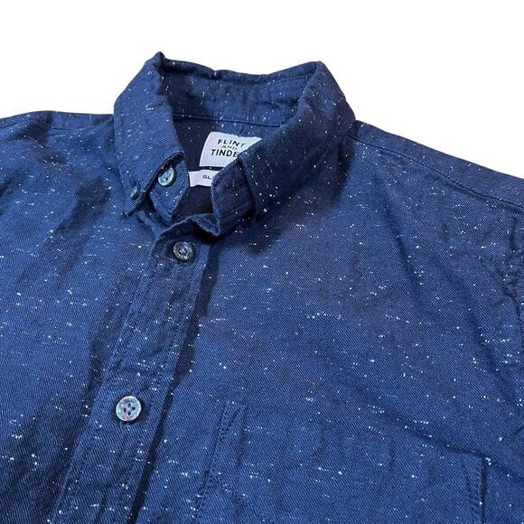 Flint and Tinder The Architect Shirt in Navy Donegal Slim Fit Casual Size XS - Picture 9 of 9